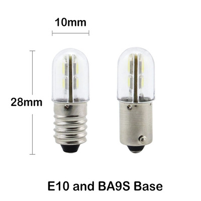 360度发光 高亮 E10 BA9S LED指示灯泡6V-240V电压可选