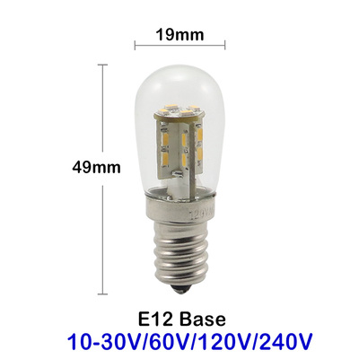 E12 2W LED Bulb 12-24VDC，60VDC，120VAC，240VAC