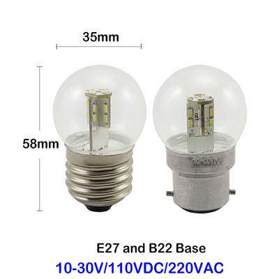 G35 B22 E27 LED Bulb 10-30VDC 2W